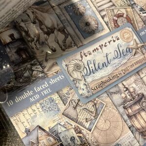 Stamperia Silent Sea Scrapbooking Paper Packs.  Two 8x8 Pads.  20 Pages.  Rub On
